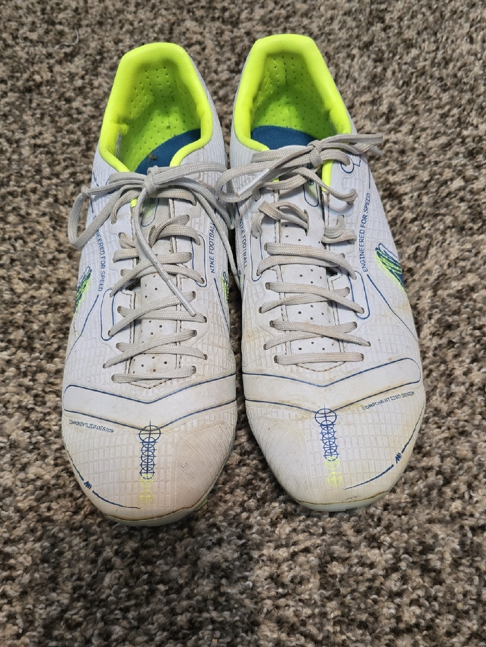 White Athletic Sneakers with Neon Yellow Lining